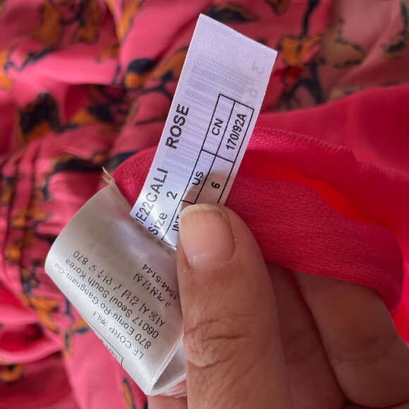 ba&sh Calix Pink and Black Floral Boho Mini Dress SZ 6 Cottagecore - Picture 13 of 15